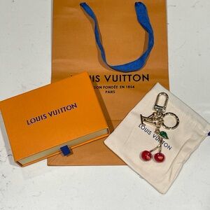 Louis Vuitton Gold and Red Cherry Keychain